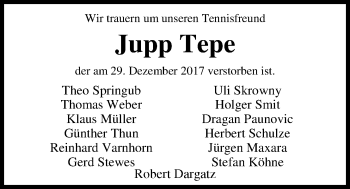 Traueranzeige von Josef Tepe von Nordwest-Zeitung
