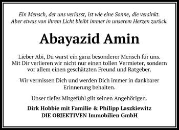Traueranzeige von Abayazid Amin von Nordwest-Zeitung