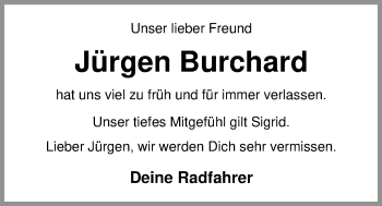 Traueranzeige von Jürgen Burchard von Nordwest-Zeitung