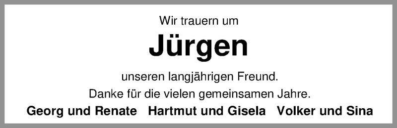  Traueranzeige für Jürgen Burchard vom 15.10.2018 aus Nordwest-Zeitung