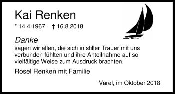 Traueranzeige von Kai Renken von Nordwest-Zeitung