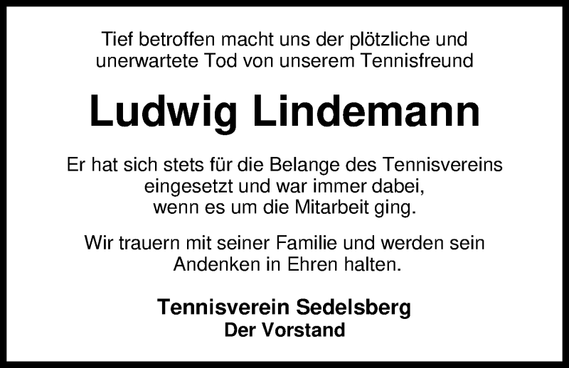  Traueranzeige für Ludwig Lindemann vom 12.10.2018 aus Nordwest-Zeitung