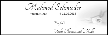 Traueranzeige von Mahmod Schmieder von Nordwest-Zeitung