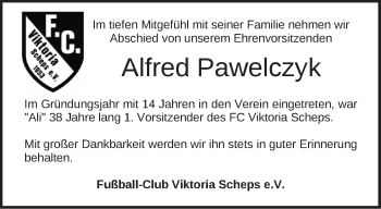 Traueranzeige von Alfred (Alli) Pawelczyk 