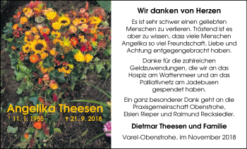 Traueranzeige von Angelika Theesen von Nordwest-Zeitung