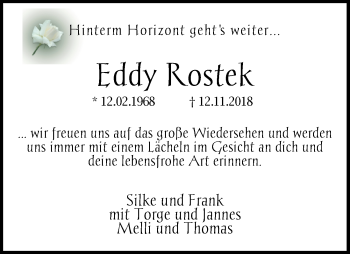Traueranzeige von Eddy Rostek von Nordwest-Zeitung