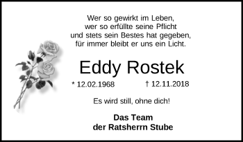 Traueranzeige von Eddy Rostek von Nordwest-Zeitung