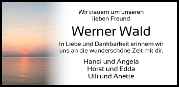 Traueranzeige von Werner Wald von Nordwest-Zeitung