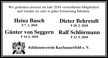 Traueranzeige von Dieter Behrendt von Nordwest-Zeitung
