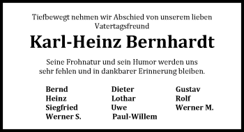 Traueranzeige von Karl-Heinz Bernhardt von Nordwest-Zeitung