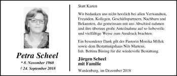 Traueranzeige von Petra Scheel von Nordwest-Zeitung