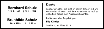 Traueranzeige von Brunhilde Schulz von Nordwest-Zeitung