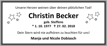 Traueranzeige von Christin Becker von Nordwest-Zeitung
