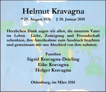 Traueranzeige von Helmut Kravagna von Nordwest-Zeitung