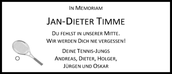 Traueranzeige von Jan-Dieter Timme von Nordwest-Zeitung