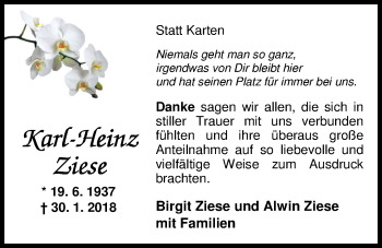 Traueranzeige von Karl-Heinz Ziese von Nordwest-Zeitung