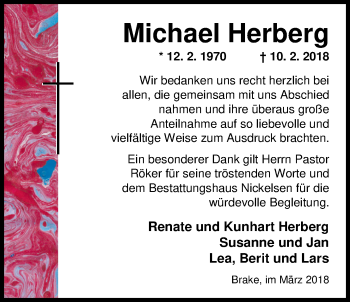 Traueranzeige von Michael Herberg von Nordwest-Zeitung