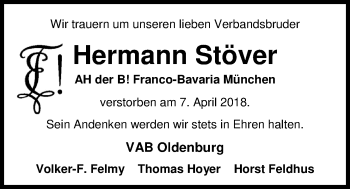 Traueranzeige von Hermann Stöver von Nordwest-Zeitung