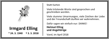 Traueranzeige von Irmgard Elling von Nordwest-Zeitung