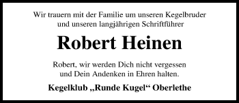 Traueranzeige von Robert Heinen von Nordwest-Zeitung
