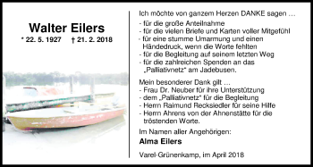 Traueranzeige von Walter Eilers von Nordwest-Zeitung