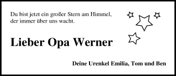 Traueranzeige von Werner Bruns von Nordwest-Zeitung
