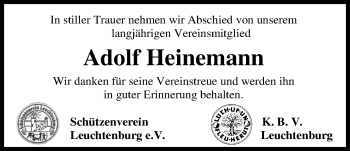 Traueranzeige von Adolf Heinemann von Nordwest-Zeitung