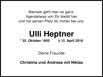 Traueranzeige von Hans-Ulrich Heptner von Nordwest-Zeitung