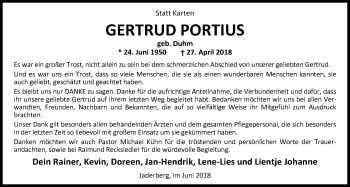 Traueranzeige von Gertrud Portius von Nordwest-Zeitung