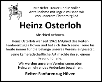 Traueranzeige von Heinz Osterloh von Nordwest-Zeitung