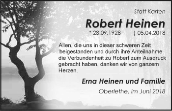 Traueranzeige von Robert Heinen von Nordwest-Zeitung