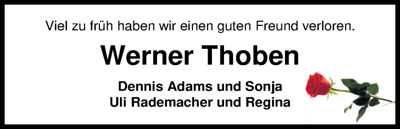  Traueranzeige für Werner Thoben vom 09.06.2018 aus Nordwest-Zeitung