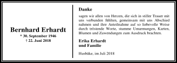 Traueranzeige von Bernhard Erhardt von Nordwest-Zeitung