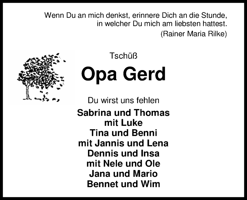 Traueranzeige für Gerhard Sander vom 24.07.2018 aus Nordwest-Zeitung
