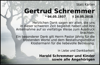 Traueranzeige von Gertrud Schremmer von Nordwest-Zeitung