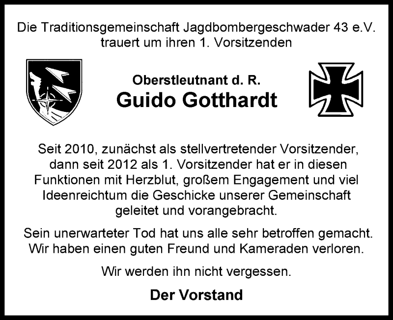  Traueranzeige für Guido Gotthardt vom 21.07.2018 aus Nordwest-Zeitung