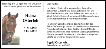 Traueranzeige von Heinz Osterloh von Nordwest-Zeitung