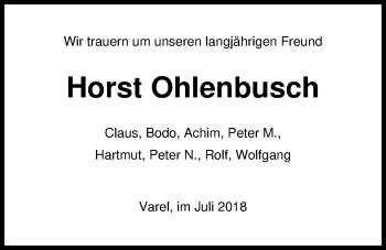 Traueranzeige von Horst Ohlenbusch von Nordwest-Zeitung