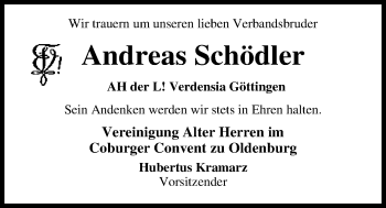 Traueranzeige von Andreas Schödler von Nordwest-Zeitung