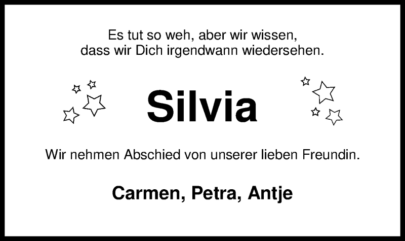  Traueranzeige für Silvia Bruns vom 27.08.2018 aus Nordwest-Zeitung
