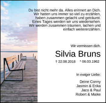 Traueranzeige von Silvia Bruns von Nordwest-Zeitung