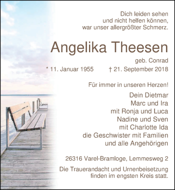 Traueranzeige von Angelika Theesen von Nordwest-Zeitung
