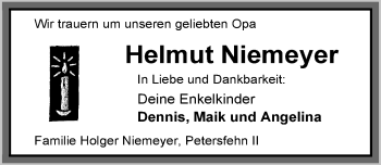 Traueranzeige von Helmut Niemeyer von Nordwest-Zeitung