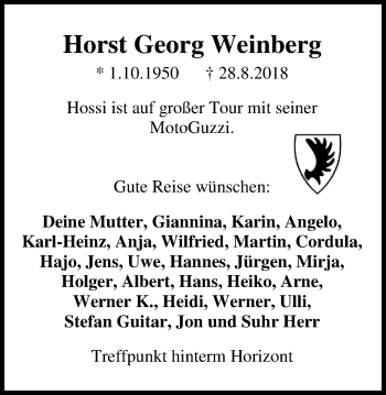 Traueranzeige von Horst Georg Weinberg von Nordwest-Zeitung