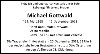 Traueranzeige von Michael Gottwald von Nordwest-Zeitung