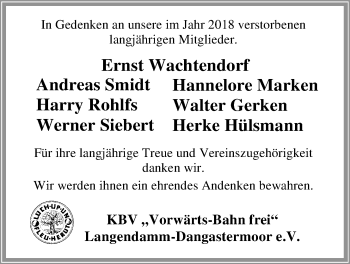 Traueranzeige von Andreas Smidt von Nordwest-Zeitung