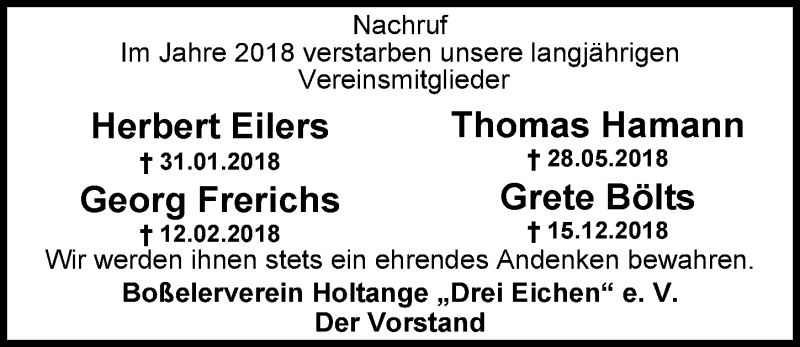  Traueranzeige für Georg Frerichs vom 05.01.2019 aus Nordwest-Zeitung