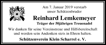 Traueranzeige von Reinhard Lemkemeyer von Nordwest-Zeitung