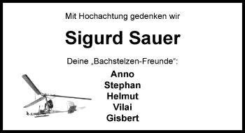 Traueranzeige von Sigurd Sauer von Nordwest-Zeitung