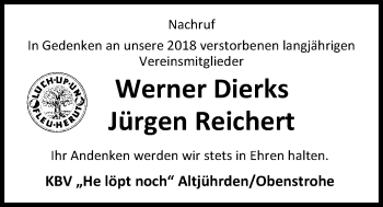 Traueranzeige von Werner Dierks von Nordwest-Zeitung